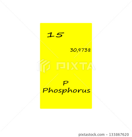 Chemical element illustration. Phosphorus symbol P. Periodic table element Vector. Number 15 illustration. Chemical element illustration. Phosphorus symbol P. Periodic table element Vector. Number 15 illustration. 133867620