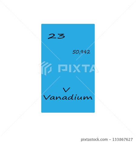 Chemical element illustration. Vanadium symbol V. Periodic table element Vector. Number 23 illustration. 133867627