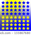 Star pattern illustration. Blue yellow stars. Vector decorative background. Gradient color design. 133867680
