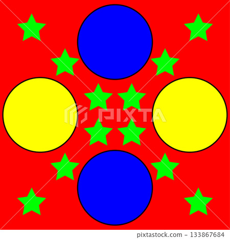 Geometric pattern illustration. Colorful shapes composition. Stars and circles design. Vector modern background. 133867684