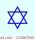 Star of David icon. Blue religious symbol. Geometric Jewish figure. Vector hexagram illustration. 133867690