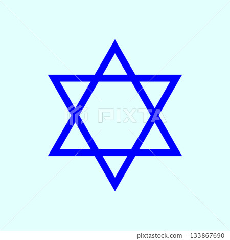 Star of David icon. Blue religious symbol. Geometric Jewish figure. Vector hexagram illustration. 133867690