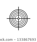 Target icon illustration. Bullseye aim symbol. Concentric circles Vector. Black lines design. 133867693