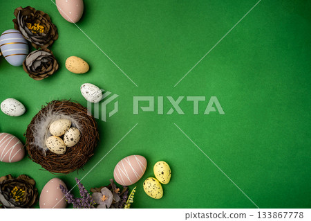 Happy Easter concept with easter eggs Happy Easter concept with easter eggs 133867778