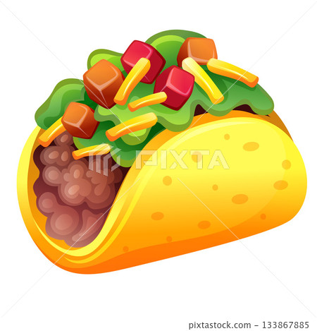 taco cartoon traditional mexican food 133867885