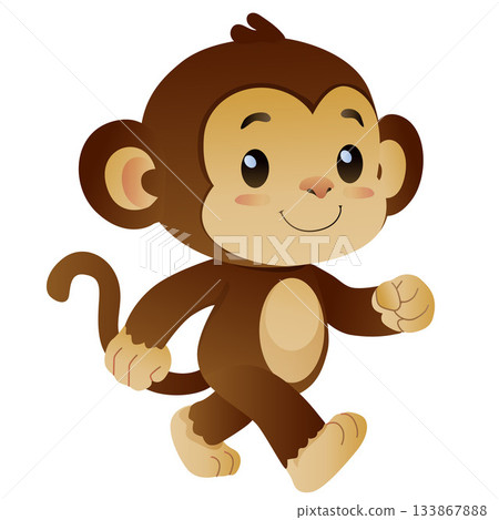 happy cute monkey walking cartoon happy cute monkey walking cartoon 133867888