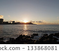 Sunset over Diamond Head and cityscape along the coast 133868081