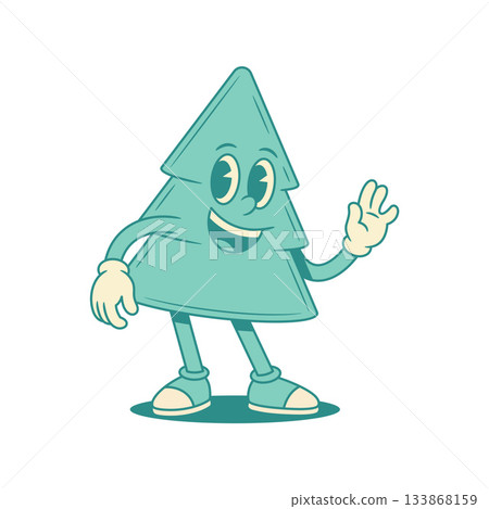 Smiling green fir tree Christmas cartoon character hi hello contoured vector flat illustration 133868159