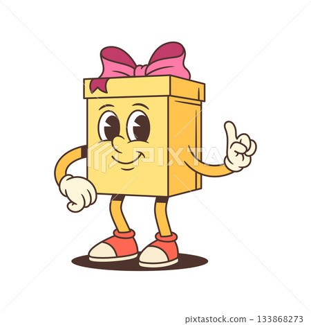 Animated Cartoon Gift Box Character Raising Index Finger Vector Illustration Animated Cartoon Gift Box Character Raising Index Finger Vector Illustration 133868273