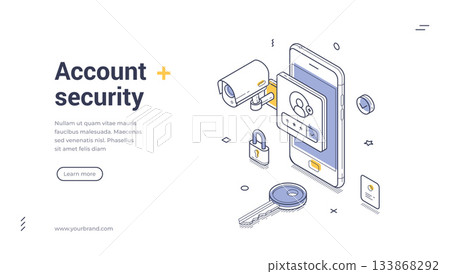 Account Security and Digital Data Protection with Smartphone and Shield Isometric Web Banner Vector Template Account Security and Digital Data Protection with Smartphone and Shield Isometric Web Banner Vector Template 133868292