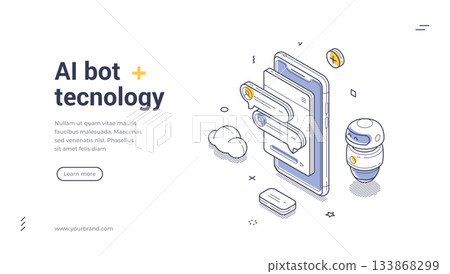 AI Bot And Artificial Intelligence Technology Digital Transformation Innovation Isometric Web Banner Vector Template AI Bot And Artificial Intelligence Technology Digital Transformation Innovation Isometric Web Banner Vector Template 133868299