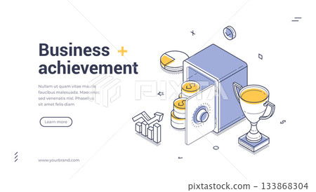 Business Achievement Success Growth And Financial Progress Victory Concept Isometric Web Banner Vector Template Business Achievement Success Growth And Financial Progress Victory Concept Isometric Web Banner Vector Template 133868304