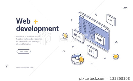 Web Development Coding Programming And Technology Concept Isometric Web Banner Vector Template Web Development Coding Programming And Technology Concept Isometric Web Banner Vector Template 133868308