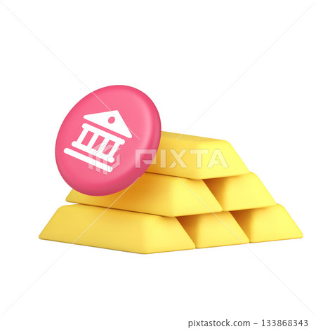 3d Realistic Icon Gold Bars Pyramid And Bank Symbol For Finance Wealth Investment 3d Realistic Icon Gold Bars Pyramid And Bank Symbol For Finance Wealth Investment 133868343