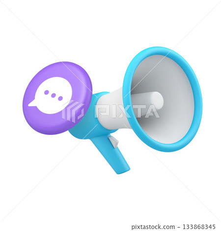 3d Realistic Icon Megaphone With Chat Symbol For Communication And Connection 3d Realistic Icon Megaphone With Chat Symbol For Communication And Connection 133868345
