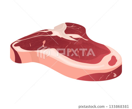 Raw T bone steak beef illustration on white Raw T bone steak beef illustration on white 133868381
