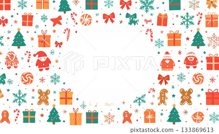 聖誕圖案扁平設計簡約框架 6 133869613