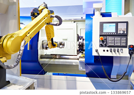 Robotic arm and cnc lathe 133869657