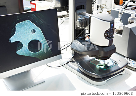 Digital microscope and monitor in lab Digital microscope and monitor in lab 133869668
