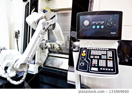 Robotic arm and cnc lathe 133869680