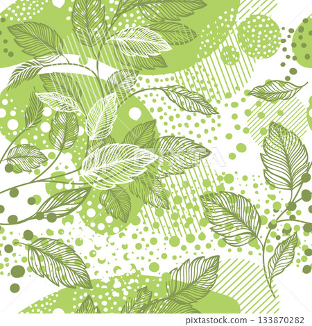 Leaf Seamless pattern Background. Leaves Pattern for fabric . leaf Wallpaper Hand drawn. Not AI, vector illustration Leaf Seamless pattern Background. Leaves Pattern for fabric . leaf Wallpaper Hand drawn. Not AI, vector illustration 133870282