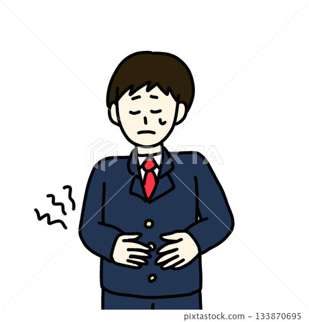 A man in a suit with a stomach ache A man in a suit with a stomach ache 133870695