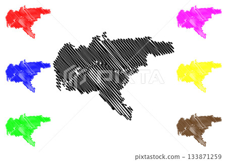 Surat district (Gujarat State, Republic of India) map vector illustration, scribble sketch Surat map 133871259