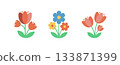 Flower spring vector flat cartoon icon set. Floral plant garden spring abstract flower element 133871399