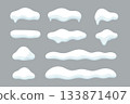 Snow winter ice frost vector cartoon collection shapes. Ice caps cold weather element design 133871407