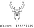 Geometric deer polygon vector head icon. Animal Christmas reindeer line modern origami polygonal 133871439