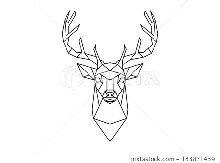 Geometric deer polygon vector head icon. Animal Christmas reindeer line modern origami polygonal 133871439