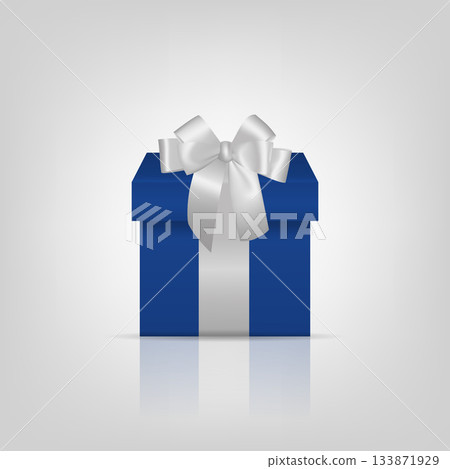 Blue Gift Box with White Ribbon. Royal Blue Present Box with White Bow, Realistic 3D Blue Gift Box for Birthday, Holiday, Fathers Day, Christmas, Corporate and Elegant Gift Packaging Design Blue Gift Box with White Ribbon. Royal Blue Present Box with White Bow, Realistic 3D Blue Gift Box for Birthday, Holiday, Fathers Day, Christmas, Corporate and Elegant Gift Packaging Design 133871929