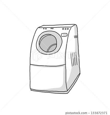 Monochrome illustration of a washing machine 133872371