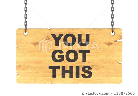 You Got This, wooden sign hanging on chain. 3D rendering 133872566
