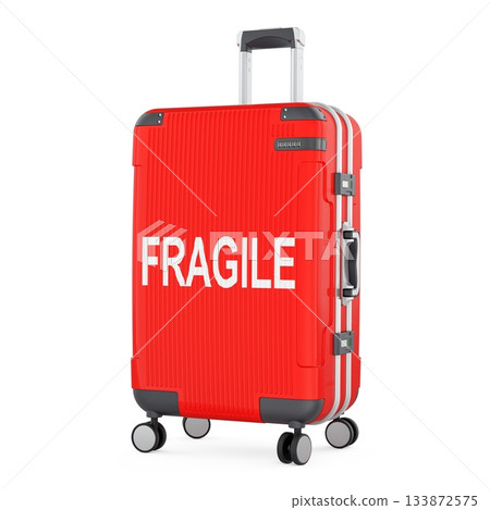 Fragile concept with suitcase, 3d rendering Fragile concept with suitcase, 3d rendering 133872575