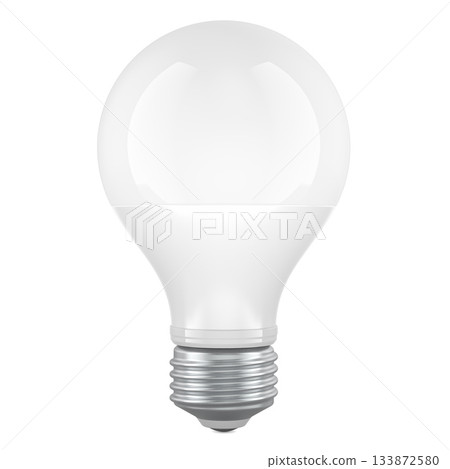 White LED light bulb with metal base. 3D rendering 133872580