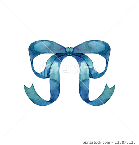 Elegant watercolor blue bow with soft flowing ribbons and gentle gradients. Perfect for festive design, gift decoration, invitations, packaging, baby shower graphics, and seasonal creative projects. Elegant watercolor blue bow with soft flowing ribbons and gentle gradients. Perfect for festive design, gift decoration, invitations, packaging, baby shower graphics, and seasonal creative projects. 133873123