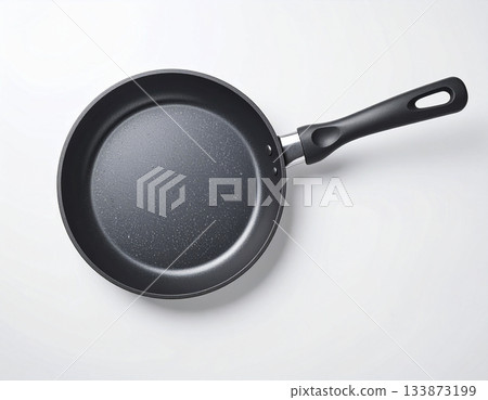 Food service. Cast iron pan. Kitchenware on white background. Top view. Food service. Cast iron pan. Kitchenware on white background. Top view. 133873199