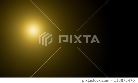 Warm golden glowing light overlay with smooth gradient fading into black. Soft illumination effect for adding warm highlights, lighting accents, and atmosphere to photos, designs, and creative 133873470