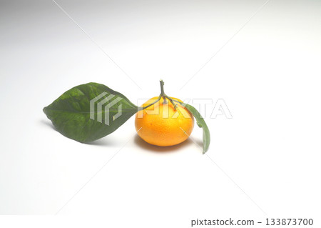 Isolated tangerine. One whole tangerine fruit with leaves isolated on white background with clipping path Isolated tangerine. One whole tangerine fruit with leaves isolated on white background with clipping path 133873700