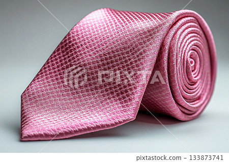 High-end materials. Luxury Silk tie light pink color in a white background. High-end materials. Luxury Silk tie light pink color in a white background. 133873741