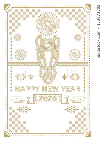 Stylish and simple 2026 Year of the Horse New Year's card Stylish and simple 2026 Year of the Horse New Year's card 133873802