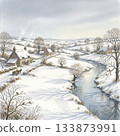 白雪皚皚的鄉村景觀 133873991
