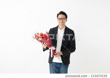 A man with a bouquet A man with a bouquet 133874193