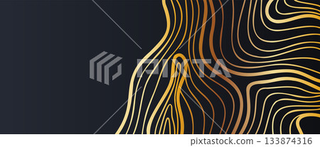 Premium Black Surface with Gold Waves and Free Area Premium Black Surface with Gold Waves and Free Area 133874316