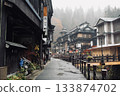 Rainy hot spring town 133874702