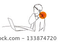 Illustration of a man suffering from stiff shoulders due to desk work Illustration of a man suffering from stiff shoulders due to desk work 133874720