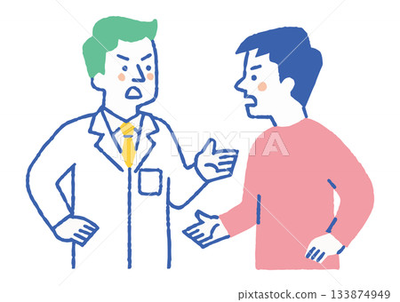 男病人與男醫生爭論(顏色) 男病人與男醫生爭論(顏色) 133874949