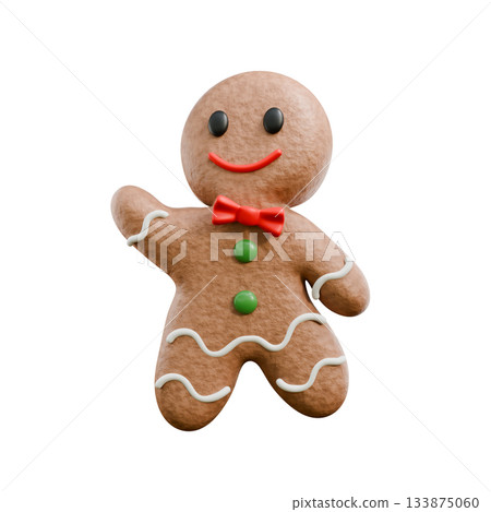 Gingerbread man greeting 3D 133875060
