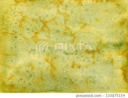 Bright grunge watercolor textured khaki green granulated texture background. Olive yellow watercolour grainy rust textured illustration for eco design, abstract hand painting organic backdrop 133875154